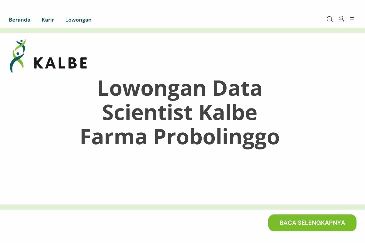 Lowongan Data Scientist Kalbe Farma Probolinggo