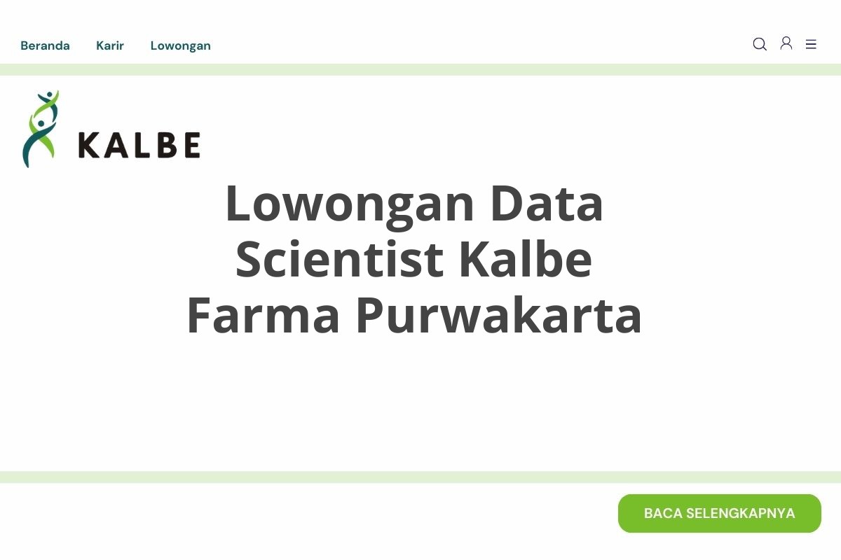 Lowongan Data Scientist Kalbe Farma Purwakarta