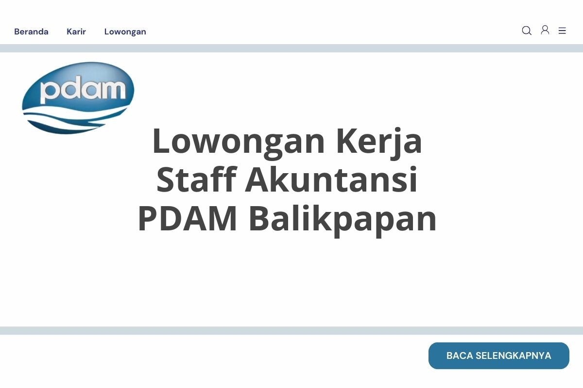 Lowongan Kerja Staff Akuntansi PDAM Balikpapan