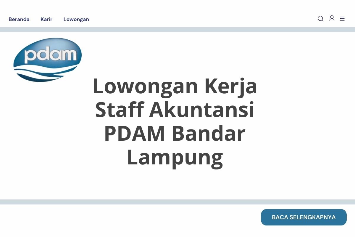 Lowongan Kerja Staff Akuntansi PDAM Bandar Lampung