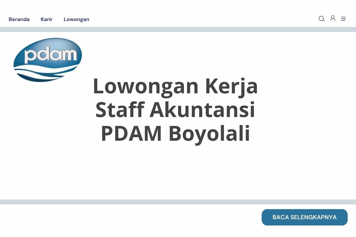 Lowongan Kerja Staff Akuntansi PDAM Boyolali