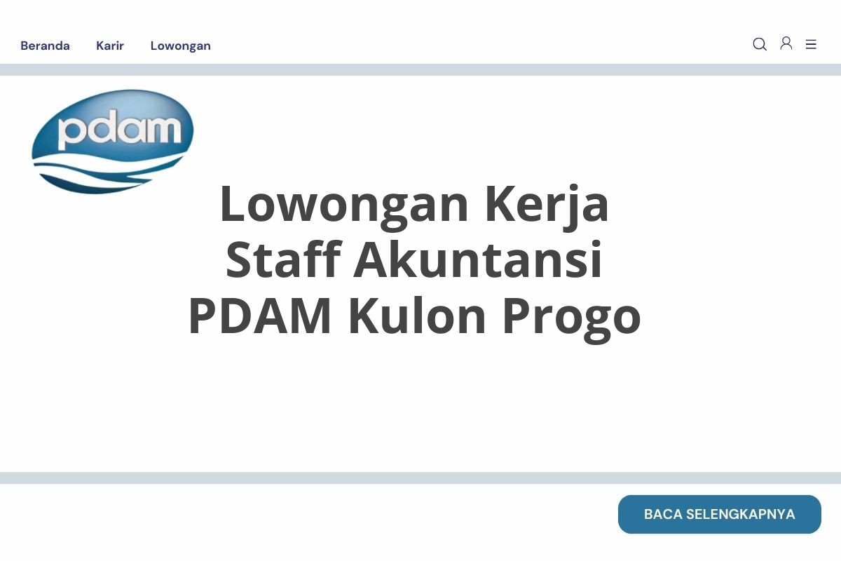 Lowongan Kerja Staff Akuntansi PDAM Kulon Progo