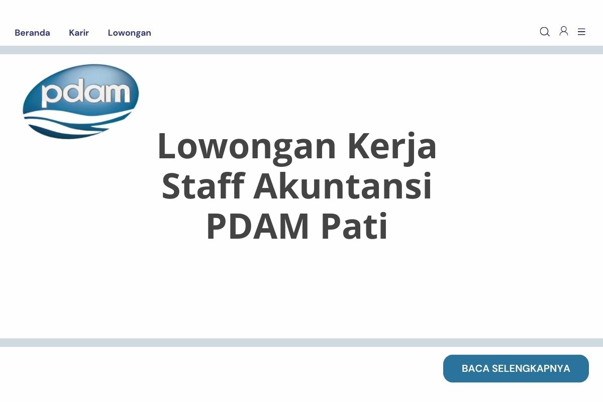 Lowongan Kerja Staff Akuntansi PDAM Pati