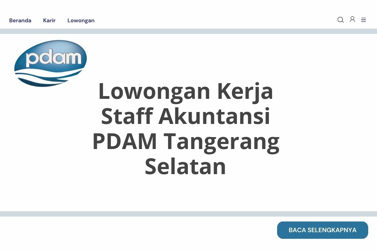 Lowongan Kerja Staff Akuntansi PDAM Tangerang Selatan