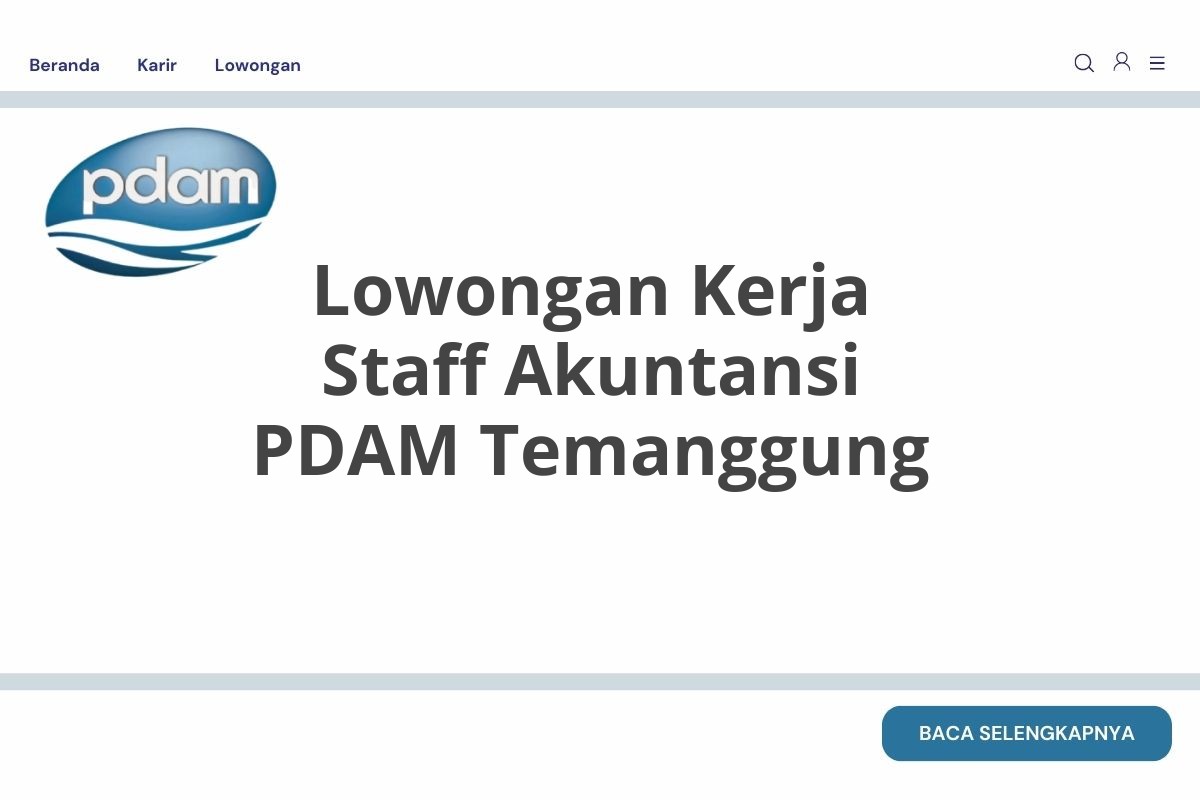 Lowongan Kerja Staff Akuntansi PDAM Temanggung