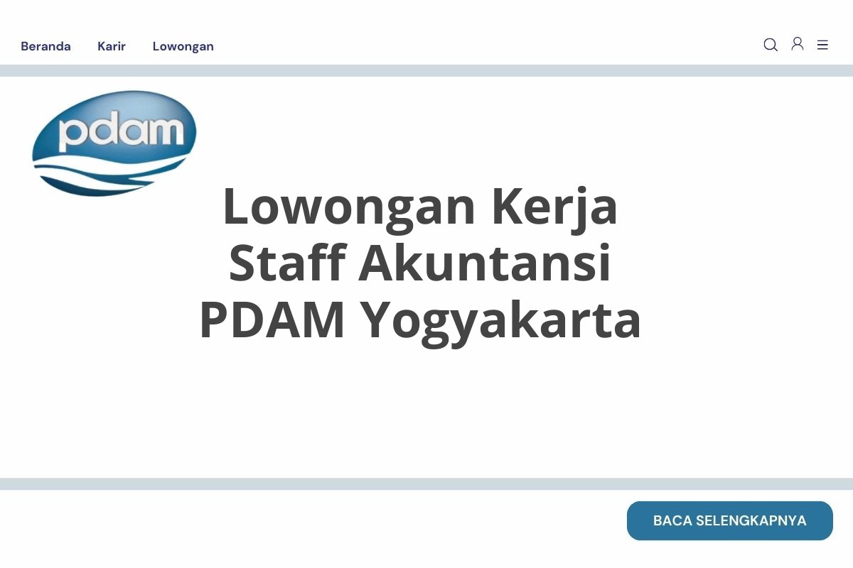 Lowongan Kerja Staff Akuntansi PDAM Yogyakarta