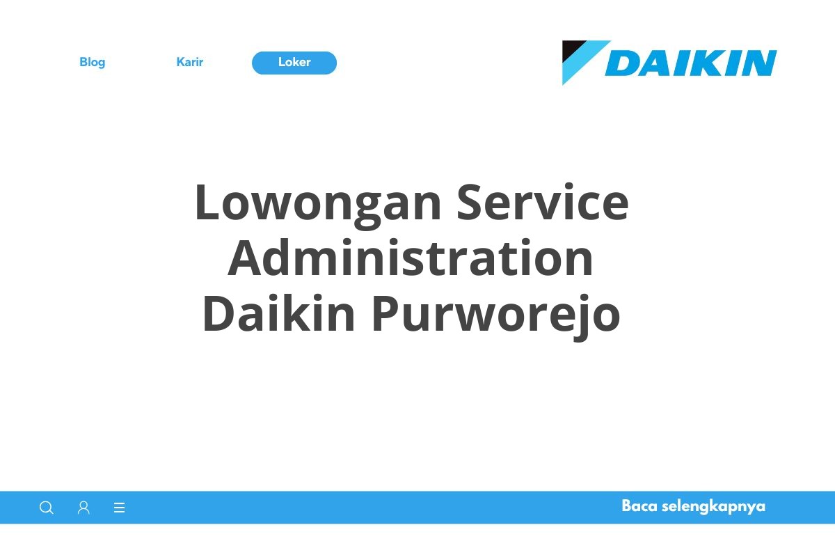 Lowongan Service Administration Daikin Purworejo